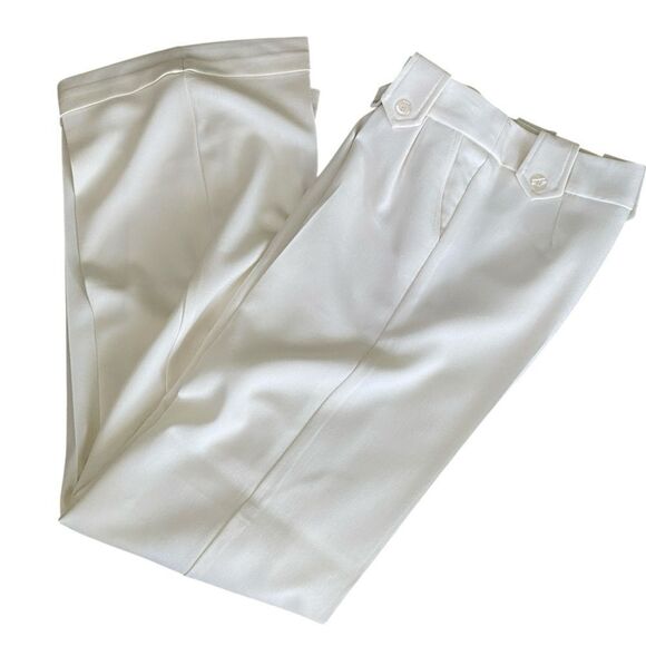 Women's Long Elegant Legs Ivory White Wide-Leg Pants Size  4 - Picture 4 of 7